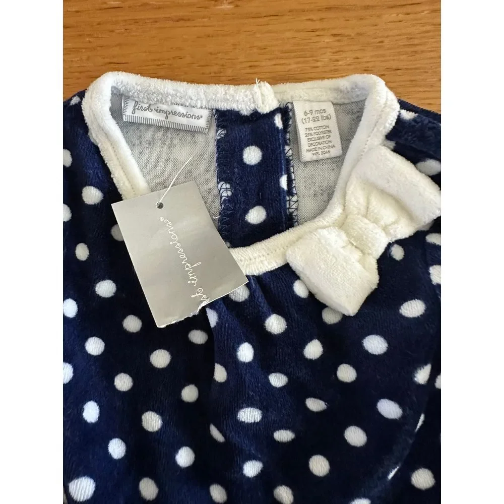 First Impressions Matching Set Girls 6-9 Months Polka Dot Top Corduroy Pants NWT